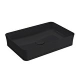 Bocchi Slim Line Dikdörtgen Lavabo 55x38 cm Parlak Siyah