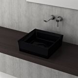 Bocchi Vessel Kare Tezgah Üstü Lavabo 38 cm Parlak Siyah