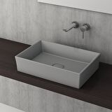 Bocchi Vessel 56 cm Dikdörtgen Mat Gri Lavabo