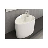 Bocchi Etna Tezgah Üstü Monoblok Lavabo 58 cm Batarya Banklı Parlak Beyaz