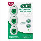 GUM Pro-Weave Dokuma Diş İpi, Parçalamaya Dayanıklı Diş İpi, Nane Aromalı, 3 Numara + 2 Seyahat Ünitesi