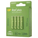 GP RECYKO 950 MAH AAA İNCE 4LÜ ŞARJLI KALEM PİL GP100AAAHCE-2EB4 (GPRHC103E001)
