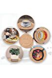 Atbyhome 35 cm Yuvarlak Kahverengi Rattan Amerikan Servis Takımı 6 Kişilik