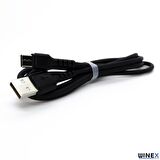 Winex GFZ116 Type-C 3.0A Hızlı Şarj ve Data Kablosu 1M Siyah