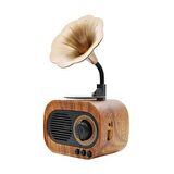 Winex Wireless Nostalji Gramafon Speaker Fm Radyo+Sd Kart+UsbA+3.5mm Aux Girişli