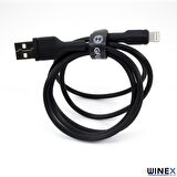 Winex CA58 2.4A UsbA to Lightning Data ve Hızlı Şarj Kablosu Siyah