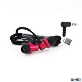 Winex Mıknatıslı Metal Mikrofonlu Kablolu Kulakiçi Kulaklık Kırmızı