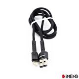 Imeng 3A UsbA to Lightning Pro Braided Data ve Hizli Sarj Kablosu Siyah