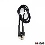 Imeng 3A UsbA to Lightning Pro Braided Data ve Hizli Sarj Kablosu Siyah