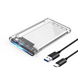 Winex 2.5İnç Type-C Sata USB3.0 HDD External Harddisk Kutusu Şeffaf