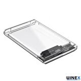 Winex 2.5İnç Type-C Sata USB3.0 HDD External Harddisk Kutusu Şeffaf