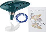 Valkyrie Ocarina 12 Delik Ocarina Seramik Alto C Ocarina Flüt Mavi Ocarina Sualtı Müzik Nefesli Enstrüman Yeşil