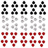 90 Adet (30 Set) Dart Flight-Flayt Set. Beyaz, kırmızı, siyah renkler.