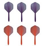 2 Set Dartsan Neon Entegre Dart Şaft-shaft Kanat Seti. Mor-Turuncu