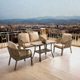 Capri Swing Artemis İkili Rattan Balkon Bahçe Takımı | Açık Kahve 