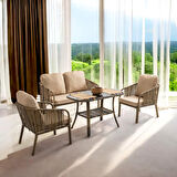 Capri Swing Artemis İkili Rattan Balkon Bahçe Takımı | Açık Kahve 