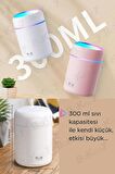 H2O Humidifier 300Ml Ulrasonik USB'li Hava Nemlendirici Led Işıklı Buhar Makinesi ve Aroma Difüzörü