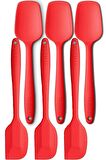 Silikon Kaşık Spatula Seti 6lı Büyük Boy Yanmaz Yapışmaz Çizmez Kırmızı 27cm