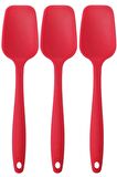 Silikon Kaşık Spatula Seti 6lı Büyük Boy Yanmaz Yapışmaz Çizmez Kırmızı 27cm