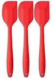 Silikon Kaşık Spatula Seti 6lı Büyük Boy Yanmaz Yapışmaz Çizmez Kırmızı 27cm