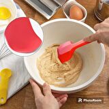 Silikon Kaşık Spatula Seti 6lı Büyük Boy Yanmaz Yapışmaz Çizmez Kırmızı 27cm