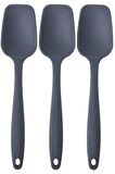 Yanmaz Yapışmaz Silikon Spatula Yassı Kaşık Seti 6lı Gri 27cm