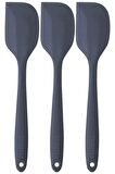 Yanmaz Yapışmaz Silikon Spatula Yassı Kaşık Seti 6lı Gri 27cm