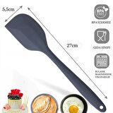 Yanmaz Yapışmaz Silikon Spatula Yassı Kaşık Seti 6lı Gri 27cm