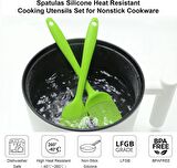Silikon Kaşık Spatula Seti 6lı Yanmaz Yapışmaz Çizmez Yeşil