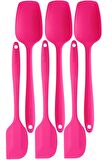 Silikon Kaşık Spatula Seti 6lı Yanmaz Yapışmaz Çizmez Fuşya 27cm