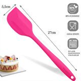 Silikon Kaşık Spatula Seti 6lı Yanmaz Yapışmaz Çizmez Fuşya 27cm