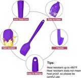 Silikon Kaşık Spatula Seti 6lı Yanmaz Yapışmaz Çizmez Mor-gri-kırmızı 27cm