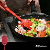 Silikon Kaşık Spatula Seti 6lı Yanmaz Yapışmaz Çizmez Mor-gri-kırmızı 27cm