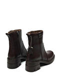 Kadın Hakiki Deri Baskılı Fermuarlı Kışlık Bot