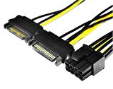 8 pin (6+2) PCIE to 2x SATA erkek power kablo