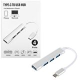 type c to usb 3.0 4 port hub type c 3.1 4 port usb çoklayıcı