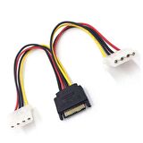 Sata 15 Pin Erkek power to 2x Molex 4 Pin Dişi Y Power Kablo