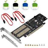 Pcı e 16x m2 nvme,ngff,msata dssd  3in1 adaptör kartı