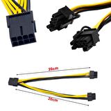 8 pin PCIE erkek to  6+2 dual PCI-E GPU power kablo