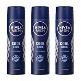 Nivea Cool Kick Antiperspirant Erkek Sprey Deodorant 150 ml x 3