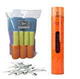 Croc Cırtlı Sünger Bigudi 14Lü Karma Paket + Saç Spreyi + Saç Pensi