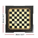 Flat Ayaklı Ahşap Satranç Tablası Küçük Siyah 35x35cm