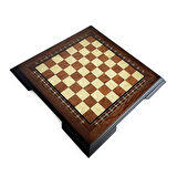 Flat Ayaklı Ahşap Satranç Tablası Küçük Gül 35x35cm