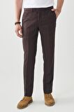 Erkek Bordo-gri Ekstra Slim Fit Dar Kesim Mono Yaka Su Ve Leke Tutmayan Nano Takım Elbise