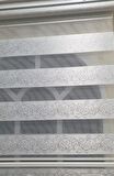 Zebra Stor Perde Sarmaşık Desen Gümüş Simli  Etek Dilimli STB9300 V 01