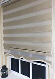 Zebra Stor Perde Organze Bej Etek Dilimli STB905