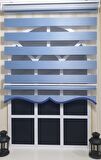 Zebra Stor Perde Mavi Etek Dilimli ST 006