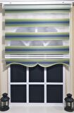 Pliseli Zebra Stor Mavi Yeşil Renk Geçişli Etek Dilimli ST 026