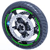 4 Parçalı Kesikli Jant Şeridi Sticker Reflektif & Floresan Renkler Çınar Extreme  Floresan Yeşil