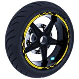 Moto GP Yarış Bayraklı Jant Şeridi Sticker Reflektif & Floresan Renkler Çınar Extreme  Reflektif Koyu Sarı
